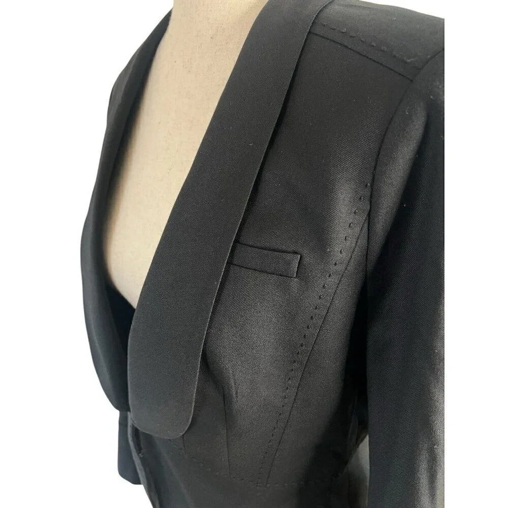 Tory Burch Black Wool Blend Blazer Small Sz 4 Office Siren Designer Chic